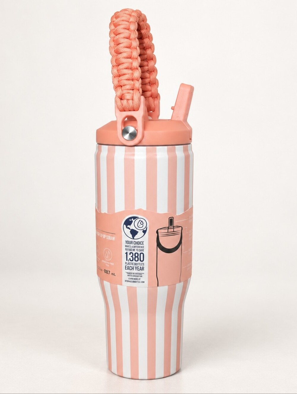 HydraGear Vault 30 Oz Pink Striped Tumbler NWT